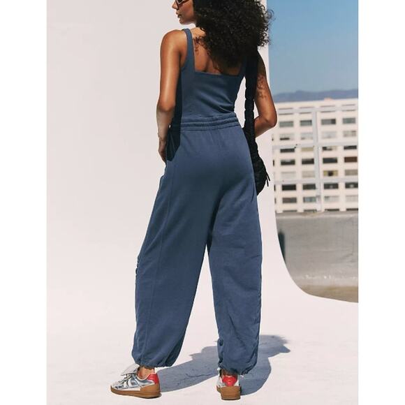 Free People Inbound Onesie Midnight Navy Size Small NWT Chic Comfy Stretchy - Picture 9 of 16